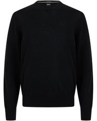 BOSS - Crew Neck Sweater Virgin Wool Sweatshirts - Lyst