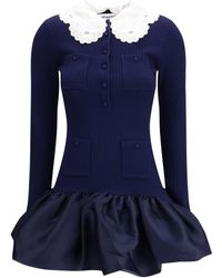 Self-Portrait - Knit Taffeta Mini Dress - Lyst