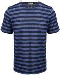 Saint Laurent - Striped Monogram T-shirt - Lyst