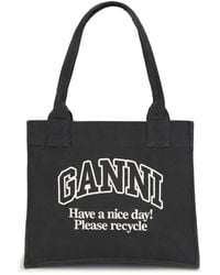 Ganni - Logo Canvas Tote Bag - Lyst