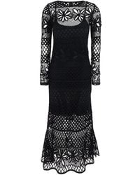 Pinko - Ortles' Crewneck Long Dress With Fishnet Design - Lyst
