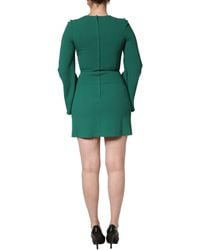 Dolce & Gabbana - Viscose Long Sleeves A-Line Mini Dress Acetate Elastane - Lyst