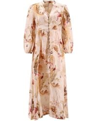Zimmermann - Ascension Plunge Linen Midi Dress - Lyst