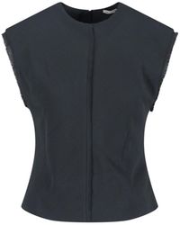 Ami Paris - Sleeveless Viscose Top With Curved Hem - Lyst
