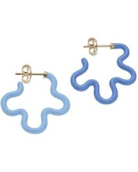 Bea Bongiasca - 2 Tone Asymmetrical Flower Power Earrings In Baby Blue And Turquoise - Lyst