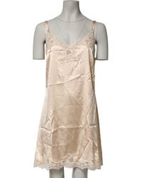 Dolce & Gabbana - Nude Chemise Lingerie Silk Blend Lace Trim Dress - Lyst
