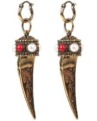 Roberto Cavalli - Earrings With Tusk And Decoration - Lyst