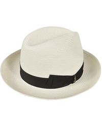 Borsalino - Logo Detail Woven Hat - Lyst