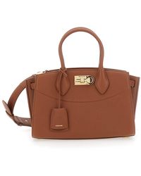 Ferragamo - Soft Handbag With Adjustable And Removable Shoulder Strap And Removable Logo Tag On The Front - Lyst
