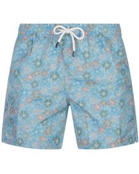 Fedeli - Light Swim Shorts With Multicoloured Flower Pattern - Lyst