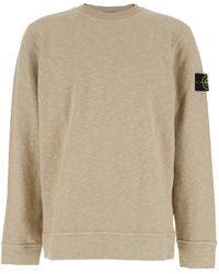 Stone Island - Crewneck Sweatshirt With Logo Patch On The Sleeve - Lyst