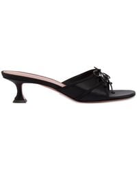 AMINA MUADDI - Eleonora Slipper 45 Silk Satin Sandals With Bows Detail And Mini Hourglass Heel - Lyst