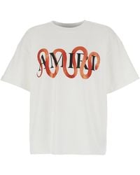 Amiri - 'Snake' Crewneck T-Shirt With Maxi Logo Print On The Front - Lyst