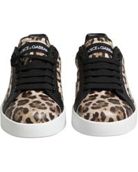 Dolce & Gabbana - Portofino Sneakers In Leopard-print Calfskin Nappa - Lyst