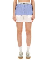 MSGM - Shorts With Logo Band - Lyst