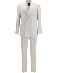 BOSS - Linen And Mohair Suit Linen; Merino Wool Ovis Aries Suits - Lyst
