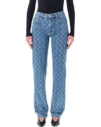 Marine Serre - Moon Laser Blue Wash Straight Denim Jeans - Lyst