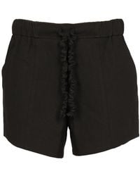 Ganni - Ruffled Elastic Waistband Shorts Organic Cotton - Lyst