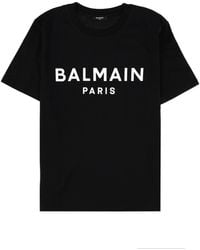 Balmain - T-Shirt With Logo Print Cotton T-Shirts - Lyst