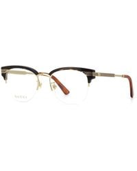 Gucci - Eyeglasses Square Full Rim, Havana Frame And Clear Demo Lenses Lens Gg0201O002 - Lyst