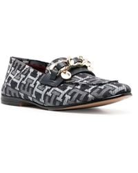 Tommy Hilfiger - Chain Detail Monogram Denim Loafers Shoes Flats - Lyst