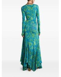 Etro - Long Stretch Jersey Dress With Floral Motif - Lyst