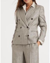 Brunello Cucinelli - Linen Double-Breasted Blazer - Lyst