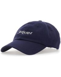 Saint Laurent - Cotton Baseball Cap With Embroidered Logo Hat - Lyst