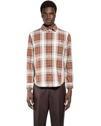 Burberry - Roland Grand Check Rust Button-Down Cotton Shirt - Lyst