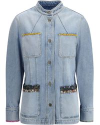 Valentino - Denim Jacket With Embroidery - Lyst