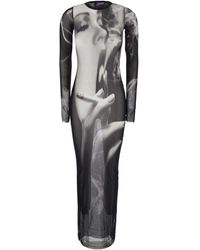 Jean Paul Gaultier - Long Dress Smoking Print Technical Fabric - Lyst