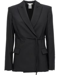 Nensi Dojaka - Double Breast Drawstring Blazer Jacket - Lyst