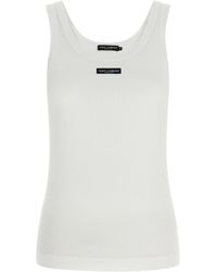 Dolce & Gabbana - Dolce & Gabbana Ribbed Cotton Logo-Patch Tank Top - Lyst