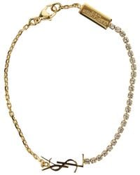 Saint Laurent - Bracelet Chain With Rhinestones Brass Bracelets - Lyst