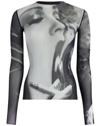 Jean Paul Gaultier - Photorealistic Print Sheer Mesh Long-Sleeve Top - Lyst