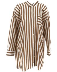 Semicouture - Striped Cotton Long Shirt - Lyst