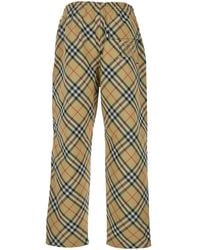 Burberry - Pants With Ekd Embroidery On The Rear And Check Motif All-Over - Lyst
