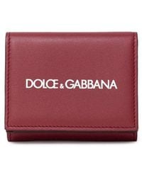 Dolce & Gabbana - Calfskin Wallet With Logo Print - Lyst