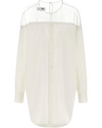 MM6 by Maison Margiela - Tulle Insert Shirt - Lyst