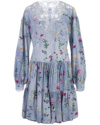 Ermanno Scervino - Floral Silk Short Dress With Lace - Lyst