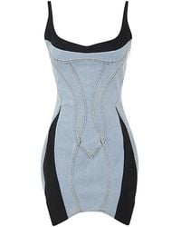 Mugler - Panelled Slim-fit Stretch-denim Mini Dress - Lyst