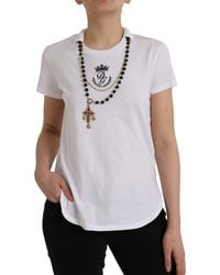 Dolce & Gabbana - Cotton Necklace Short Sleeves T-Shirt - Lyst