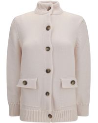 Ella - High Neck Cardigan Merino Wool Ovis Aries Down Jackets - Lyst