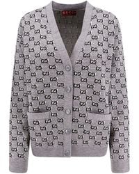 Gucci - Wool Blend Cardigan With All-Over Gg Motif - Lyst