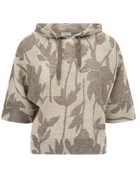 Brunello Cucinelli - Floral Linen Silk Sweater - Lyst