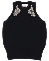 Alexander McQueen - Embellished Ribbed-knit Tank Top - Lyst