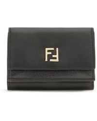 Fendi - Ff Mini Trifold Leather Wallet Calf Bos Taurus - Lyst