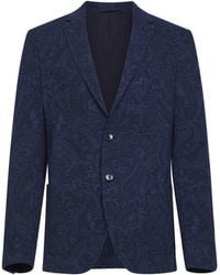 Etro - Paisley-Pattern Seersucker Jersey Single-Breasted Jacket - Lyst