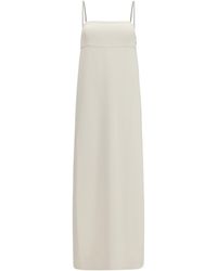 Brunello Cucinelli - Long Silk Dress With Monili Chain Acetate - Lyst