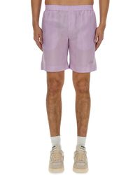 MSGM - Shorts With Logo Cupro - Lyst